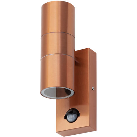 Litecraft Kenn Up & Down Outdoor GU10 Wall Light With PIR Motion Sensor - Copper