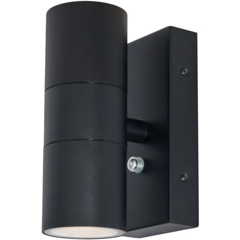 Litecraft Kenn Wall Light Outdoor Up Down Fitting With Photocell Sensor - Black