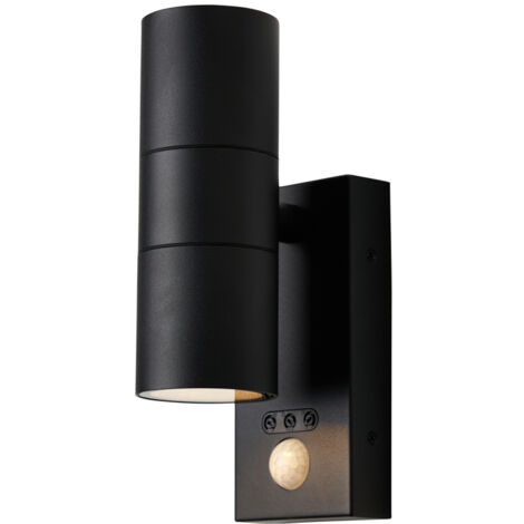 Litecraft Kenn Wall Light Outdoor Up Down Fitting With PIR Motion Sensor - Black