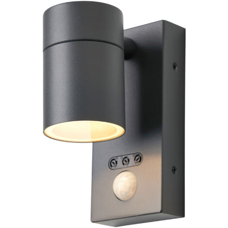 Litecraft Kenn Wall Light Outdoor Up Down Fitting With PIR Sensor - Anthracite