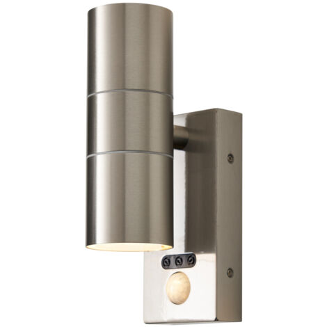 Litecraft Kenn Wall Light Outdoor Up Down Fitting With Sensor - Stainless Steel