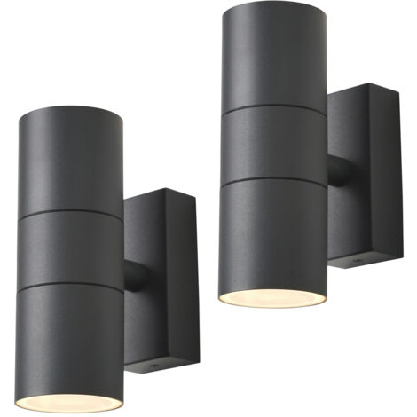 Litecraft Kenn Wall Light Outdoor Up & Down IP65 Fitting in Anthracite - 2 Pack
