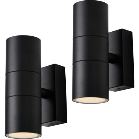 Litecraft Kenn Wall Light Outdoor Up & Down IP65 Rated Fitting in Black - 2 Pack