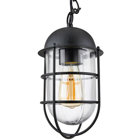 Litecraft Kitron Ceiling Pendant 1 Light With Industrial Cage Shade - Black