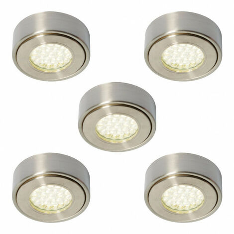 Litecraft Laghetto Under Cabinet Light Circular LED Fitting In Nickel - 5 Pack