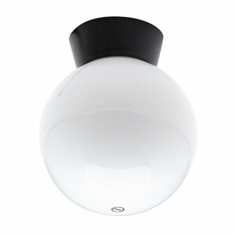 Litecraft Lancaster Outdoor Ceiling Light With White Globe Shade - Black