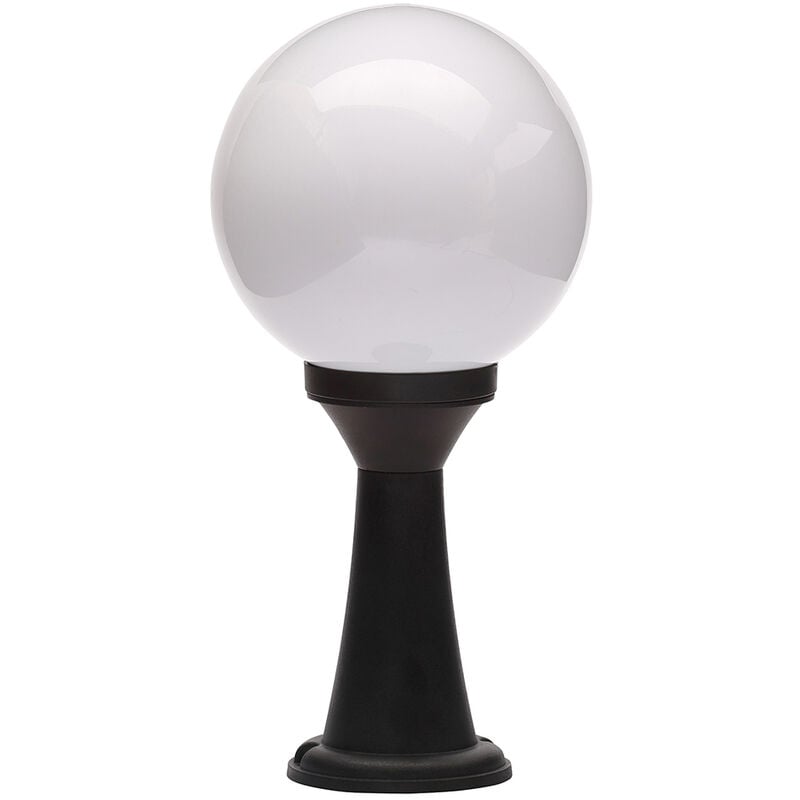 Litecraft - Lancaster Post Light Outdoor Fitting With White Globe Shade - Black