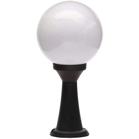Litecraft Lancaster Post Light Outdoor Fitting With White Globe Shade - Black