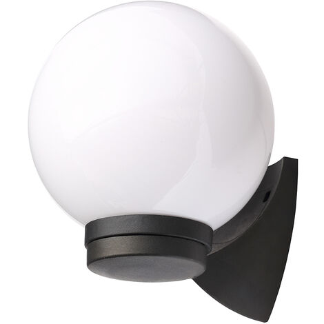 Litecraft Lancaster Wall Light Outdoor Fitting With White Globe Shade - Black