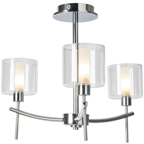 Litecraft Laverne Ceiling Light Bathroom Semi Flush Mount 3 Arm - Polished Chrome