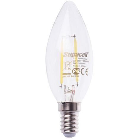 Litecraft Light Bulb 2 Watt E14 Small Edison Screw Candle Warm White LED - Clear