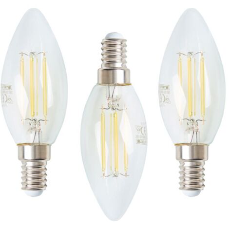 Litecraft Light Bulb 4 Watt E14 Small Edison Screw Candle Natural White LED in Clear - 3 Pack