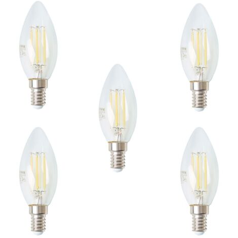 Litecraft Light Bulb 4 Watt E14 Small Edison Screw Candle Natural White LED in Clear - 5 Pack