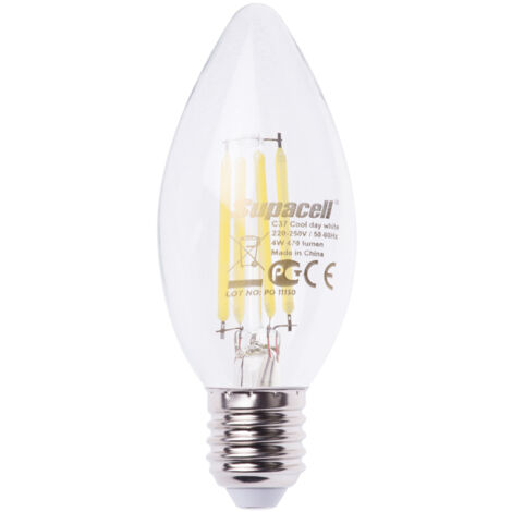 Litecraft Light Bulb 4  Watt E27 Edison Screw Candle Daylight LED - Clear