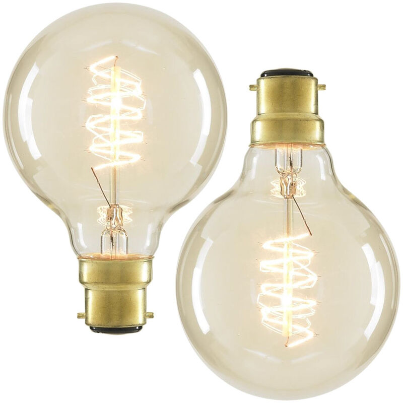 Litecraft - Light Bulb 40 Watt Dimmable Filament B22 Bayonet Cap In Clear - 2 Pack