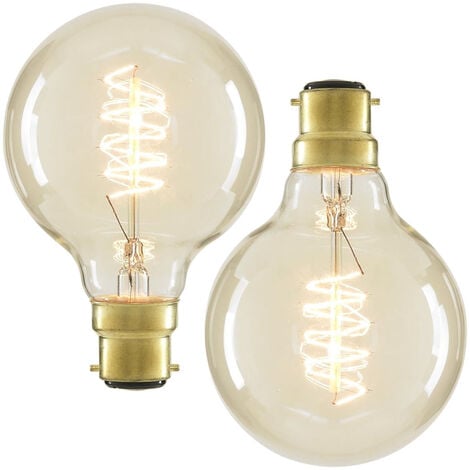 Litecraft Light Bulb 40 Watt Dimmable Filament B22 Bayonet Cap In Clear - 2 Pack