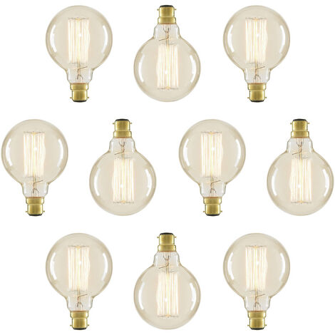 Litecraft Light Bulb 40W Cage Filament Globe B22 Bayonet Cap In Clear - 10 Pack
