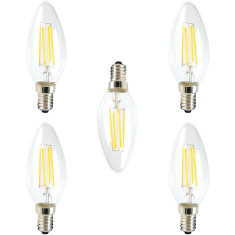 Litecraft Light Bulb 5.5 Watt E14 Small Edison Screw Candle Daylight LED in Clear - 5 Pack