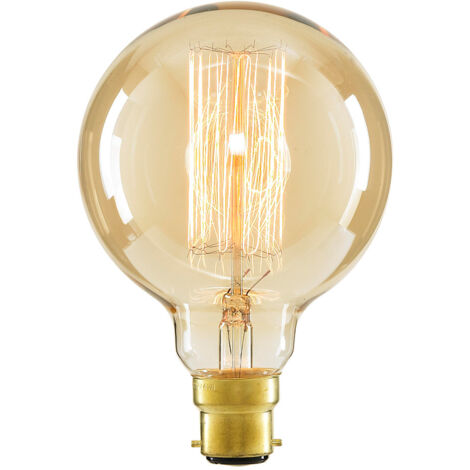 Litecraft Light Bulb B22 Bayonet Cap Squirrel Cage Filament Globe Lamp - Gold