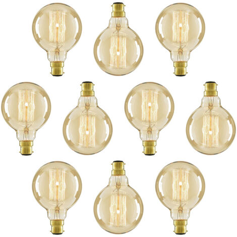 Litecraft Light Bulb Cage Globe Filament B22 Bayonet Cap in Gold Tint - 10 Pack
