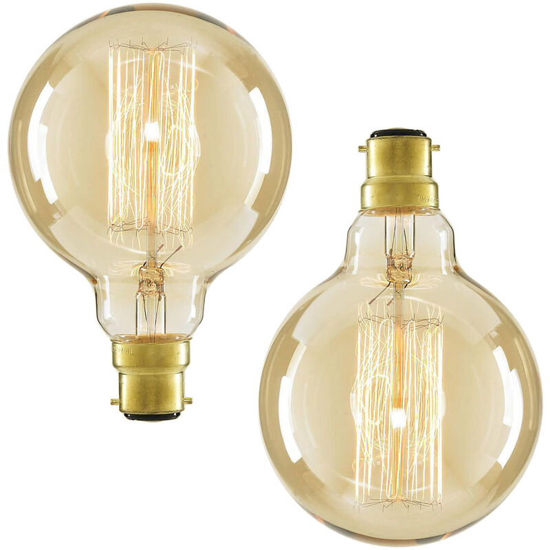 Litecraft - Light Bulb Cage Globe Filament B22 Bayonet Cap in Gold Tint - 2 Pack
