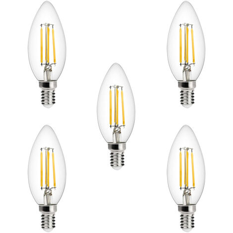 Litecraft Light Bulb E14 Small Edison Screw Filament Cool White LED - 5 Pack