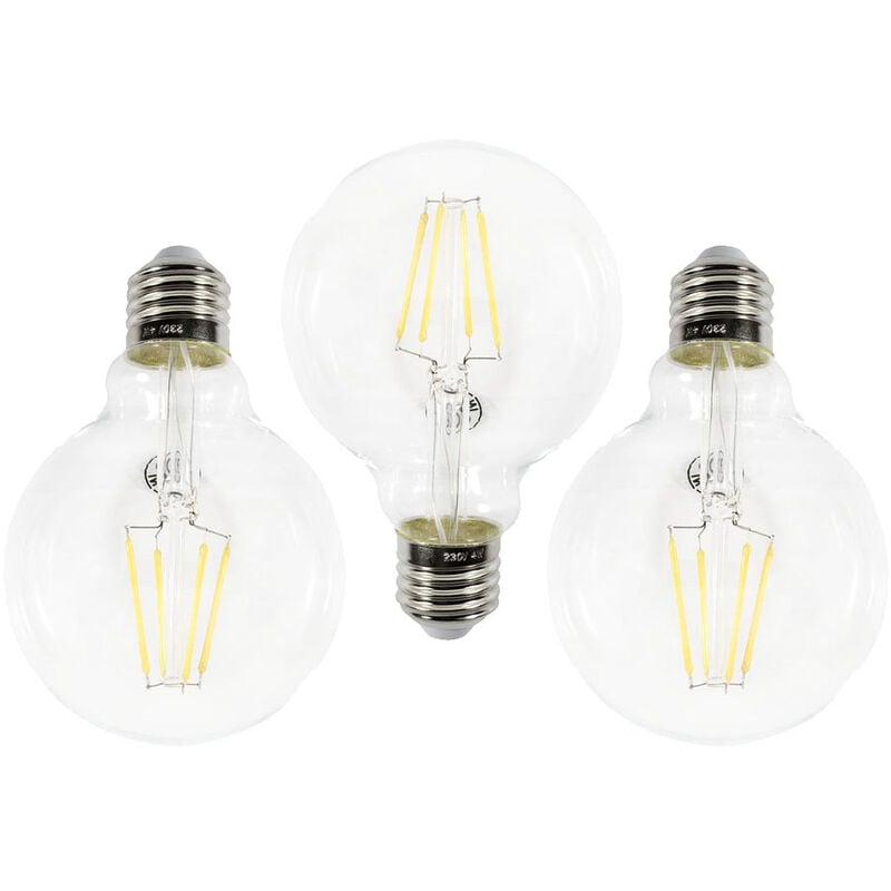 Light Bulb E27 Edison Screw Cap 4 Watt Filament Globe led in Clear - 3 Pack - Litecraft