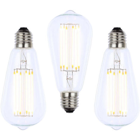 Litecraft Light Bulb E27 Edison Screw 6 Watt Teardrop Filament LED in Clear - 3 Pack