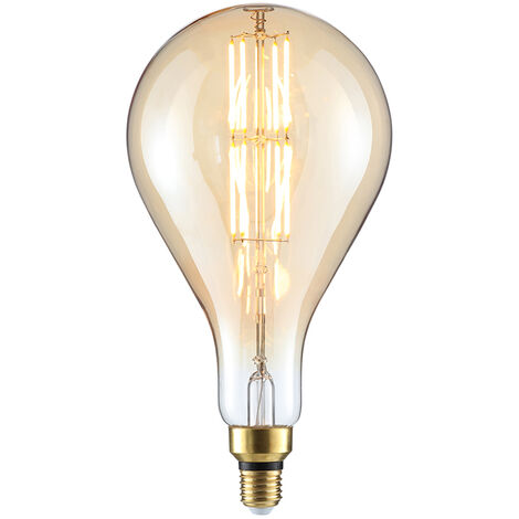 Litecraft Light Bulb E27 Edison Screw LED Filament Oversized Pear Lamp – Amber