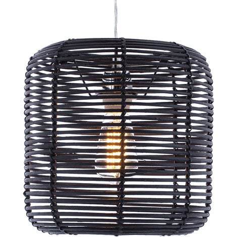 Litecraft Light Shade 28.5cm Easy Fit Rattan Ceiling Lampshade – Black