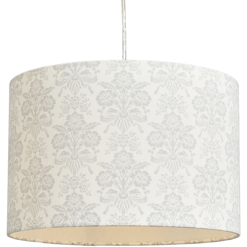 Light Shade 30 cm Damask Print Easy Fit Ceiling Lampshade - Grey - Litecraft