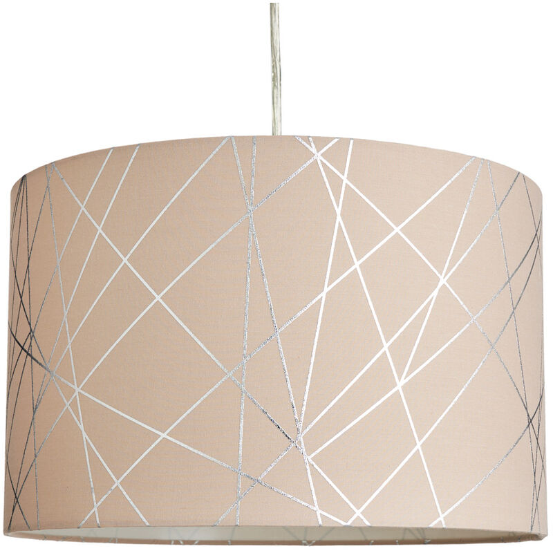 Light Shade 30 cm Geometric Easy Fit Lampshade - Mocha, Silver - Litecraft