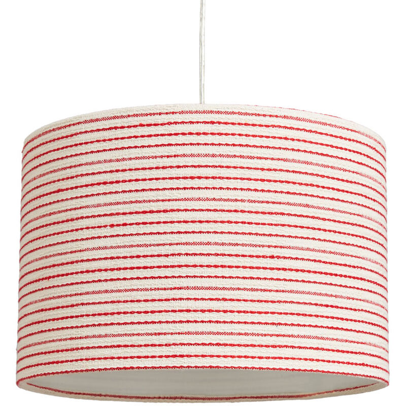 Light Shade 30 cm Striped Easy Fit Ceiling Lampshade - Red, White - Litecraft