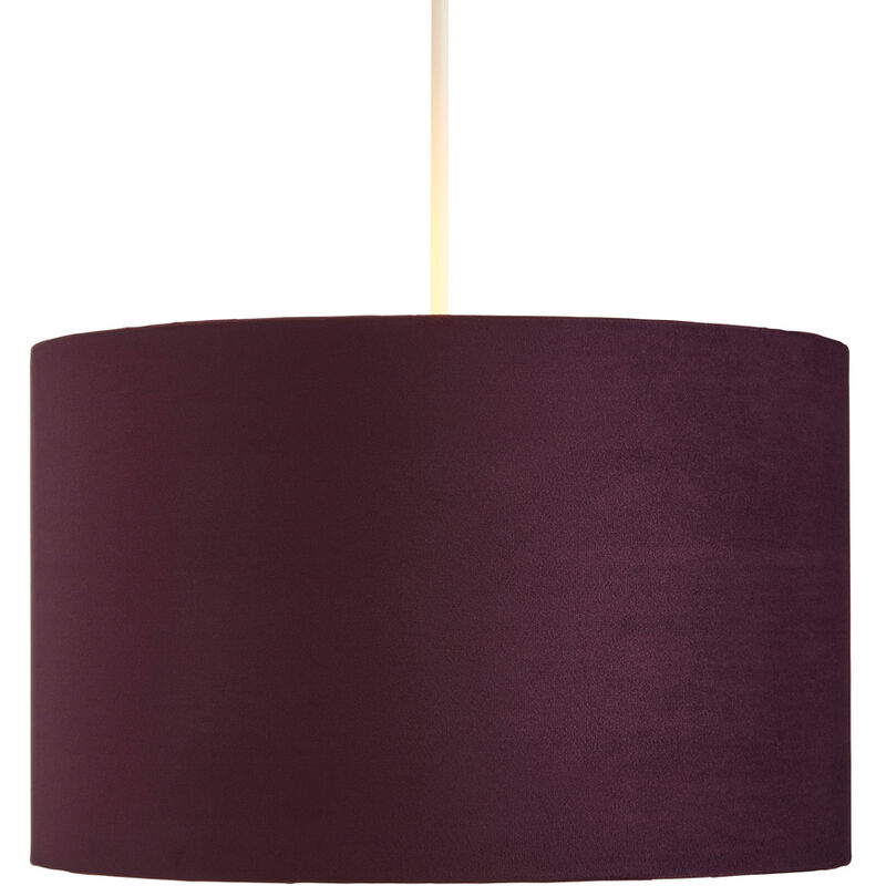 Light Shade Velvet Drum 35 cm Easy Fit Lampshade - Maroon, Brass - Litecraft