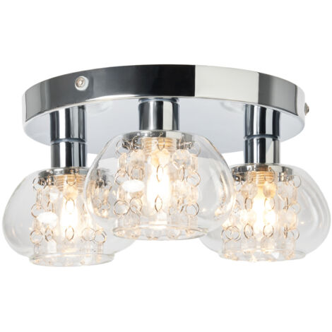 Litecraft Lillian Ceiling Light Bathroom IP44 Rated Flush Mount - Polished Chrome