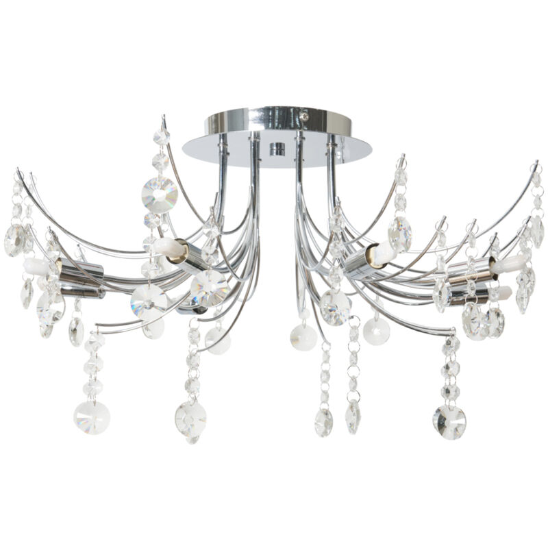 Lily Ceiling Light Crystal Effect Droplet Flush Mount - Polished Chrome - Litecraft