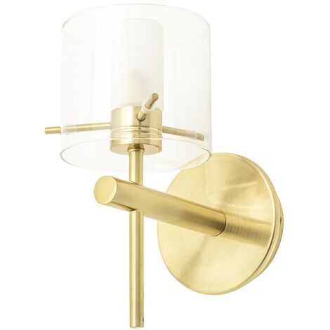 Litecraft Lincoln Wall Light Bathroom 1 Arm With Clear Shade - Satin Brass