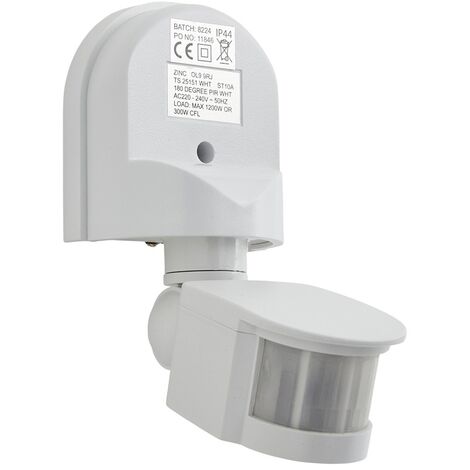 Litecraft Luton 180 Degrees PIR Motion Sensor Outdoor Fitting - White
