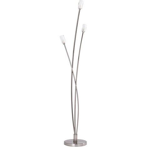 Litecraft Macti Floor Lamp 3 Arm Base With Cut Glass Shades - Satin Nickel