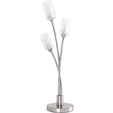 Litecraft Macti Table Lamp 3 Arm Base With Cut Glass Shades - Satin Nickel
