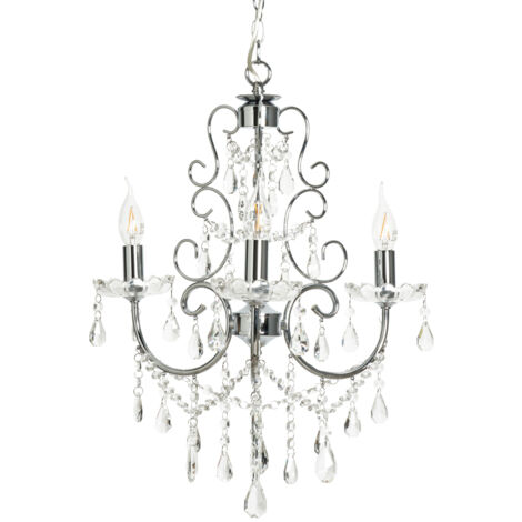 Litecraft Madonna Chandelier Dual Mount Ceiling 3 Light With LED Bulbs - Polished Chrome