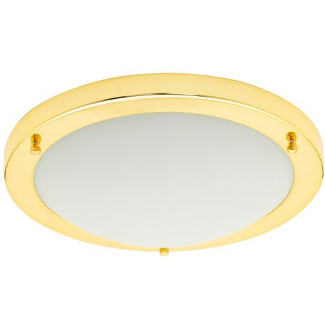 Litecraft Mari Ceiling Light Bathroom Large 28 Watt IP44 Flush Fitting - Brass