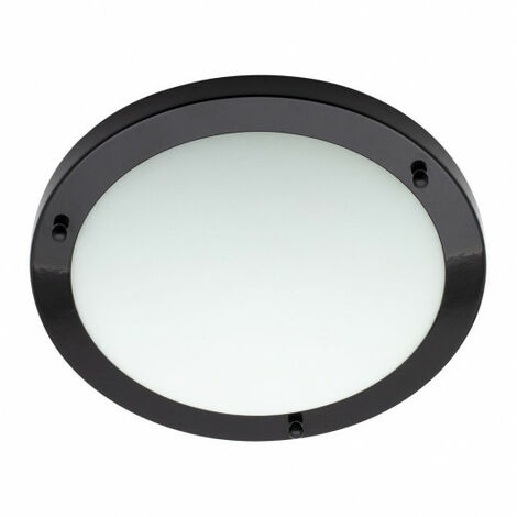Litecraft Mari Ceiling Light Large Bathroom Flush IP44 Fitting - Satin Black