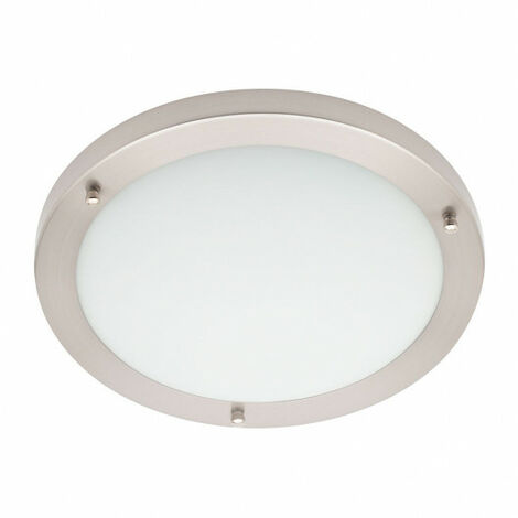 Litecraft Mari Ceiling Light Large Bathroom Flush IP44 Fitting - Satin Nickel