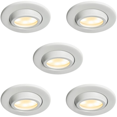 Litecraft Marlowe Fire Rated Tiltable Round IP65 Rated Recessed Downlights in White - Pack of 5