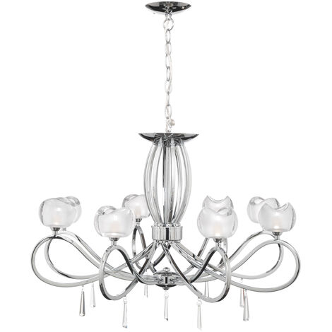 Litecraft Marta Ceiling Pendant 8 Light With Glass Shades - Polished Chrome