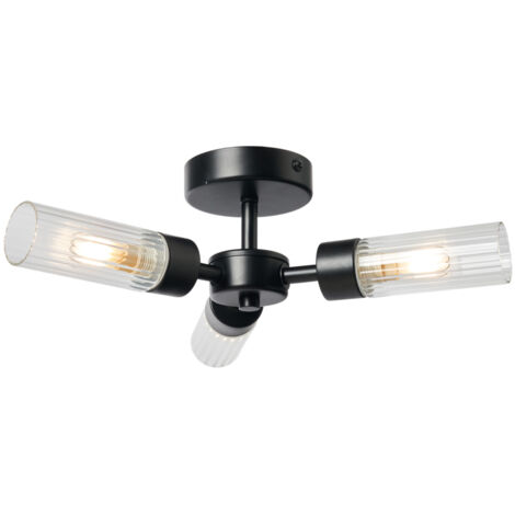 Litecraft Mavis Ceiling Light Bathroom IP44 Rated Semi Flush Mount - Matte Black