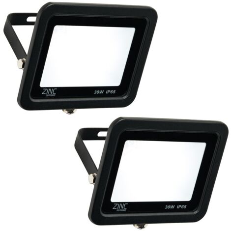 Litecraft Mears Floodlights Outdoor 30 W Garden Slimline LED In Black - 2 Pack