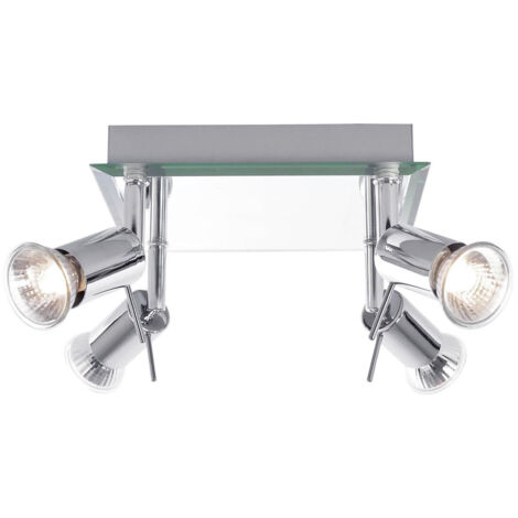 Litecraft Mercury Spotlight Plate Square Mirror Ceiling 4 Light- Polished Chrome