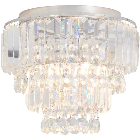 Litecraft Mimas Ceiling Light Crystal Effect Prism LED Flush - Polished Chrome